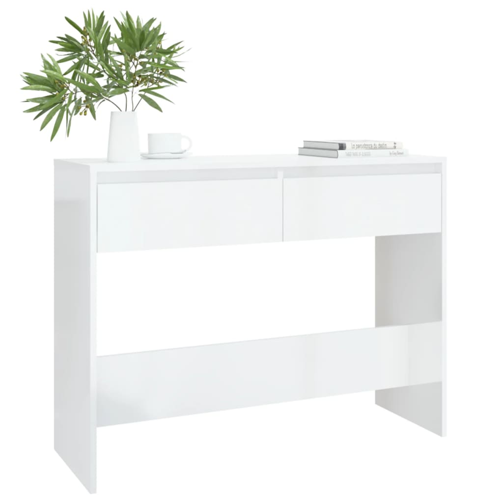 vidaXL Konzolový stolek bílý vysoký lesk 100x35x76,5 cm dřevotříska