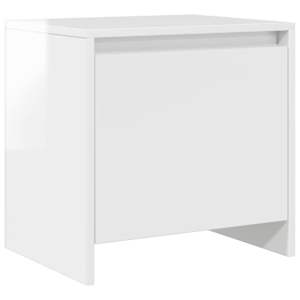 Noční stolek bílý vysoký lesk 45x34x44,5 cm kompozitní dřevo - obrázek 2