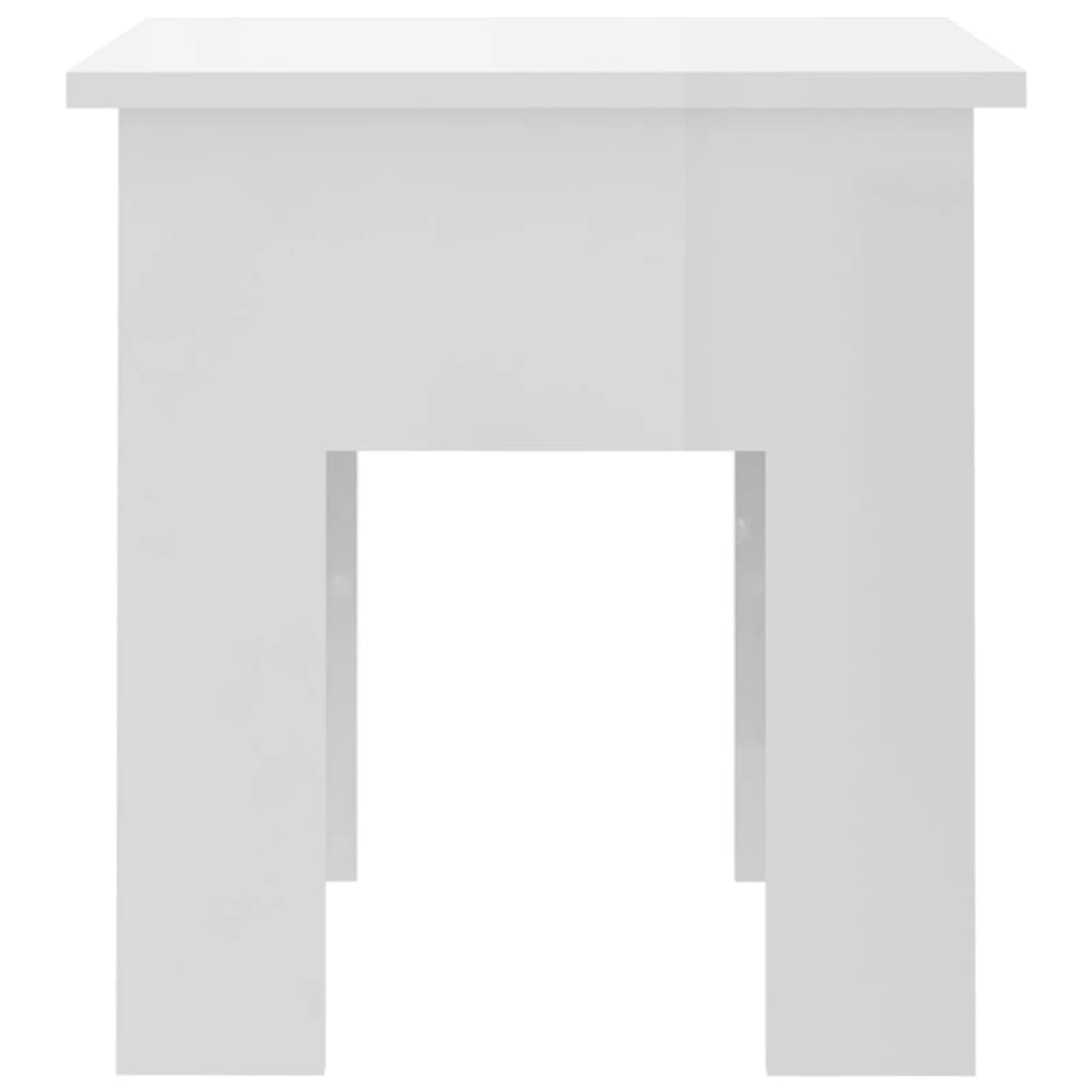 Magasfényű fehér forgácslap dohányzóasztal 40 x 40 x 42 cm 