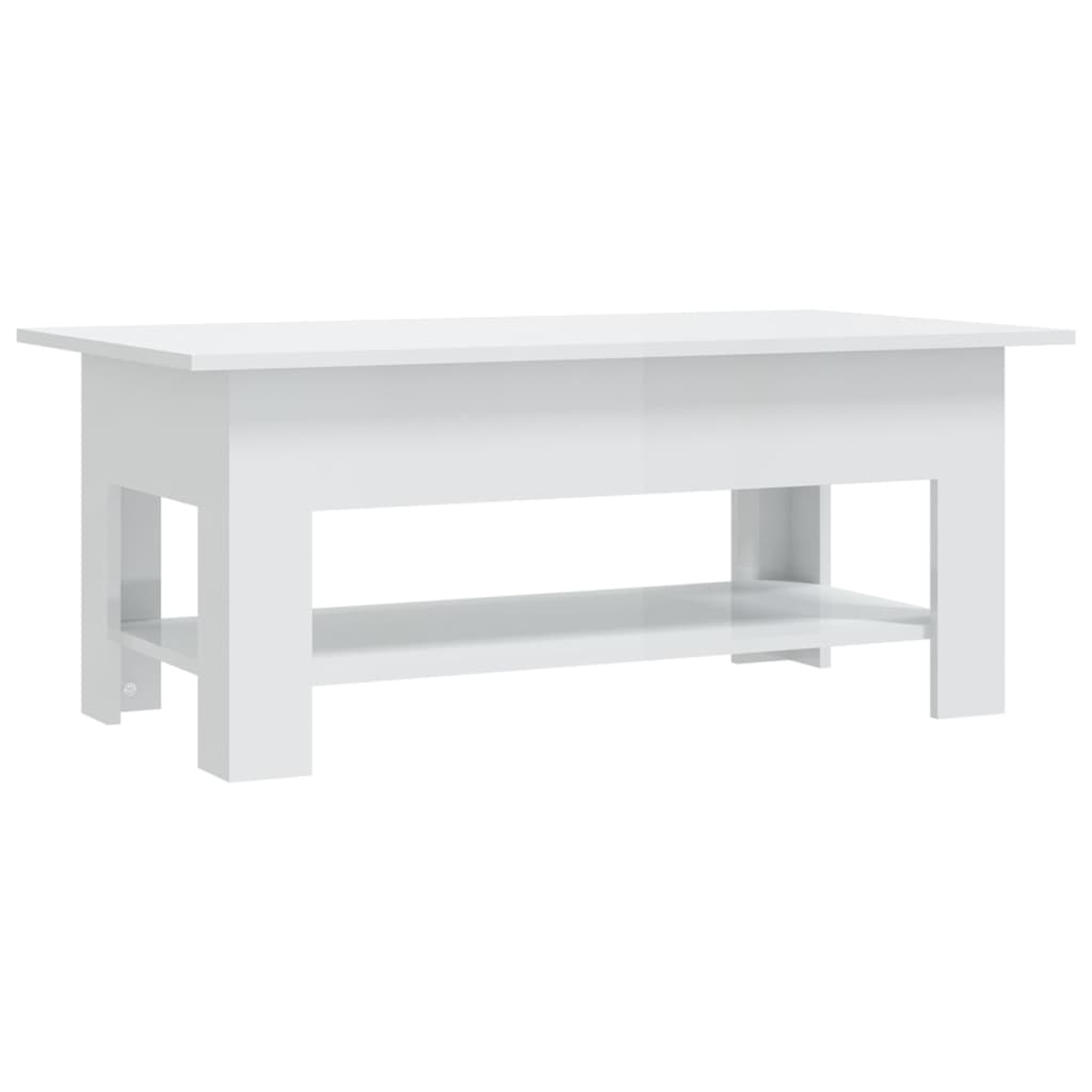 Image of vidaXL Coffee Table High Gloss White 102x55x42 cm Engineered Wood