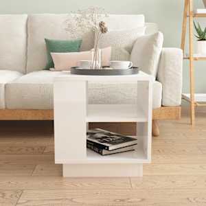 vidaXL Τραπεζάκι Σαλονιού Γυαλ. Λευκό 40x40x43 εκ. Επεξεργασμένο Ξύλο