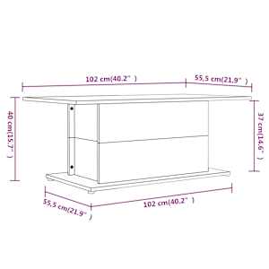 Konferenční stolek betonově šedý 102 x 55,5 x 40 cm dřevotříska - obrázek 8