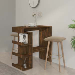 vidaXL baarilaud riiuliga, suitsupruun, 100x50x101,5 cm, tehispuit