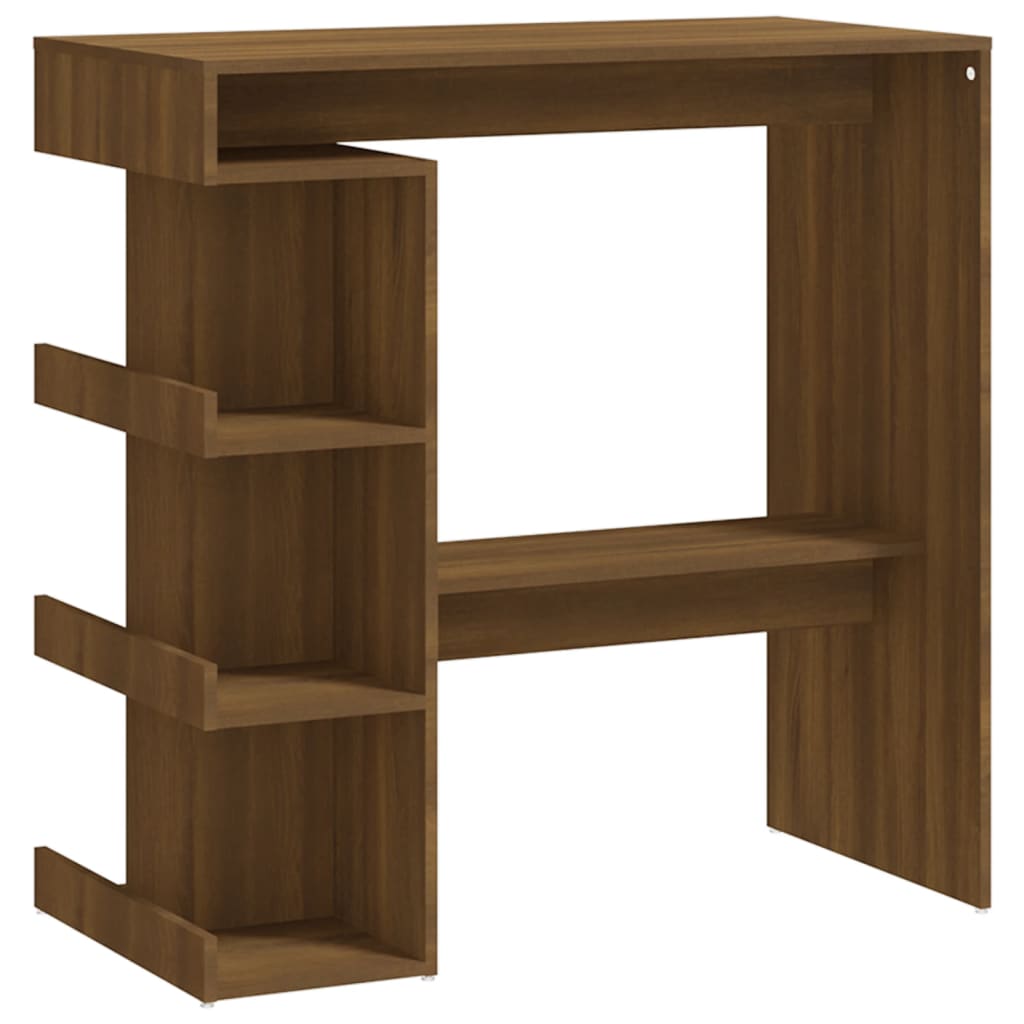 Image of vidaXL Bar Table with Storage Rack Brown Oak 100x50x101.5cm Engineered Wood