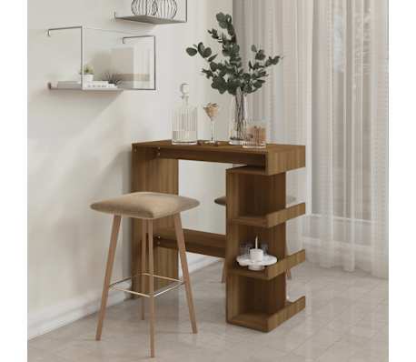 vidaXL Bartisch mit Regal Braun Eiche 100x50x101,5cm Holzwerkstoff