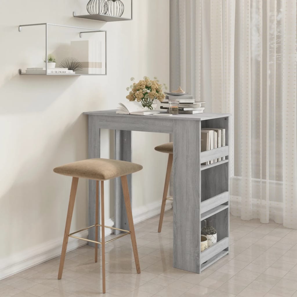 vidaXL Table de bar avec rangement Sonoma gris 102x50x103,5 cm