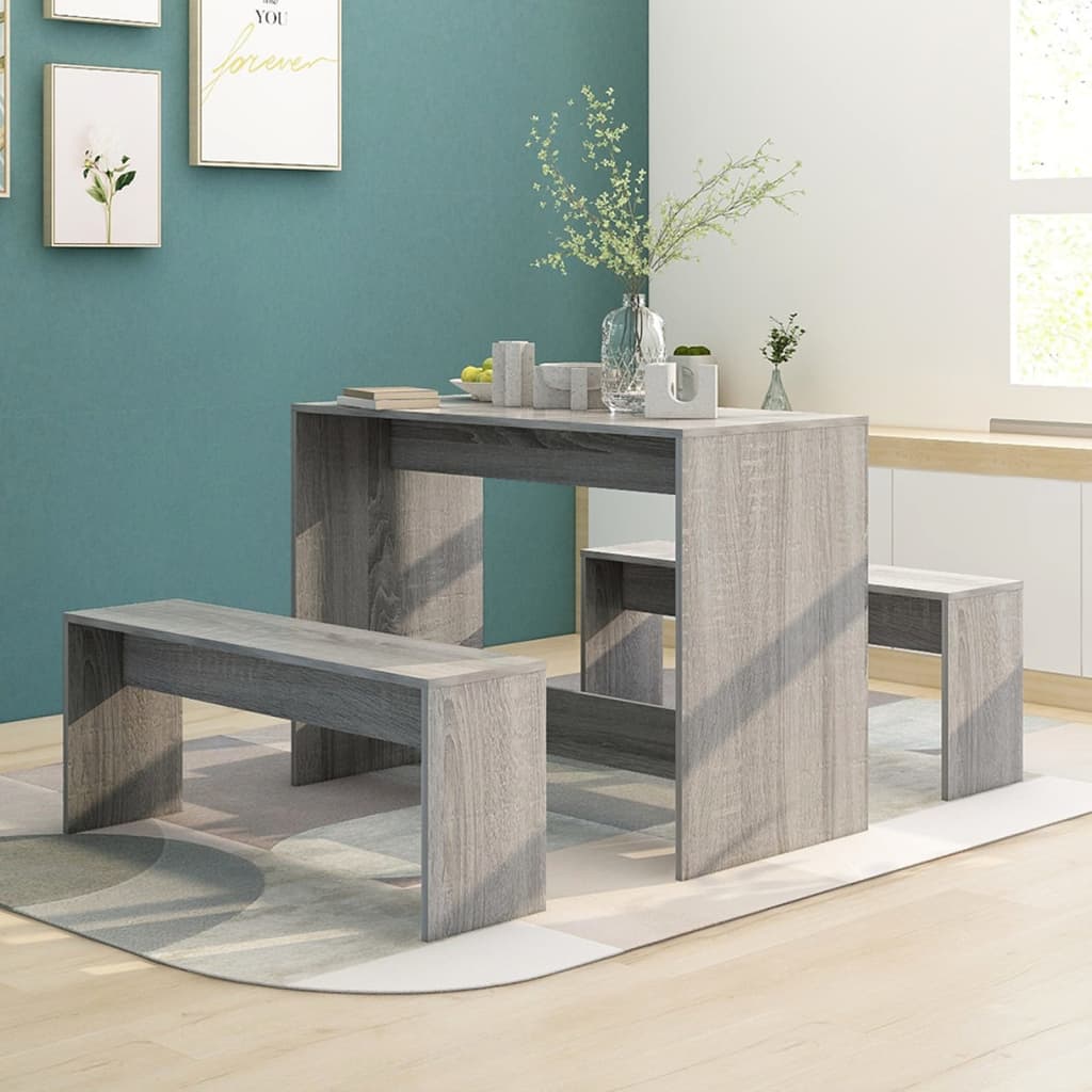 vidaXL Set mobilier de bucătărie, 3 piese, stejar sonoma gri, PAL vidaXL