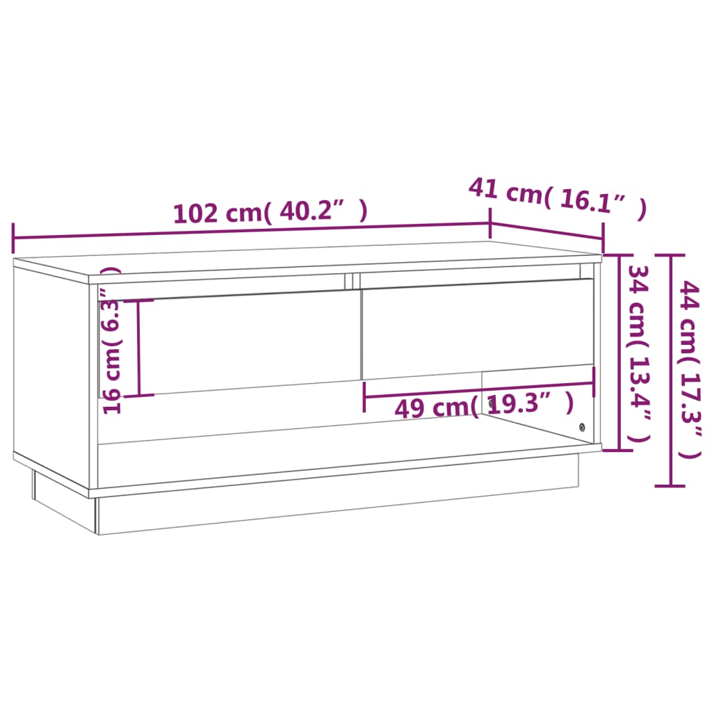 TV stolek kouřový dub 102 x 41 x 44 cm dřevotříska