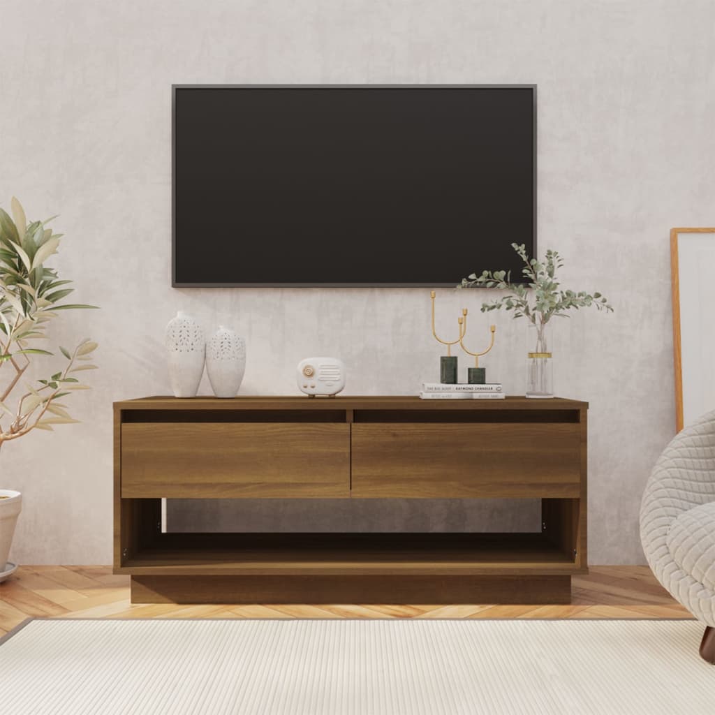 TV-benk brun eik 102x41x44 cm sponplate