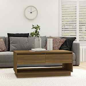 Klubska mizica rjavi hrast 102,5x55x44 cm iverna plošča