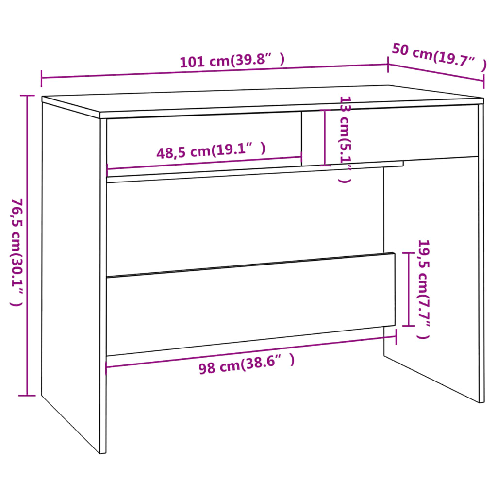  Stôl sivý dub sonoma 101x50x76,5 cm drevotrieska