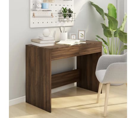 vidaXL Biurko, brązowy dąb, 101x50x76,5 cm, materiał drewnopochodny