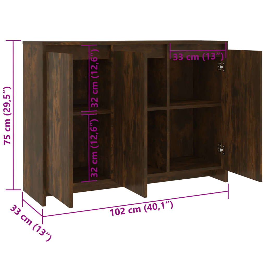 Credenza Rovere Fumo 102x33x75 Cm In Truciolato VidaXL 19 width=274