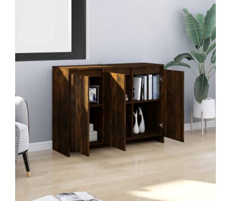 vidaXL Sideboard Smoked Oak 102x33x75 cm Engineered Wood