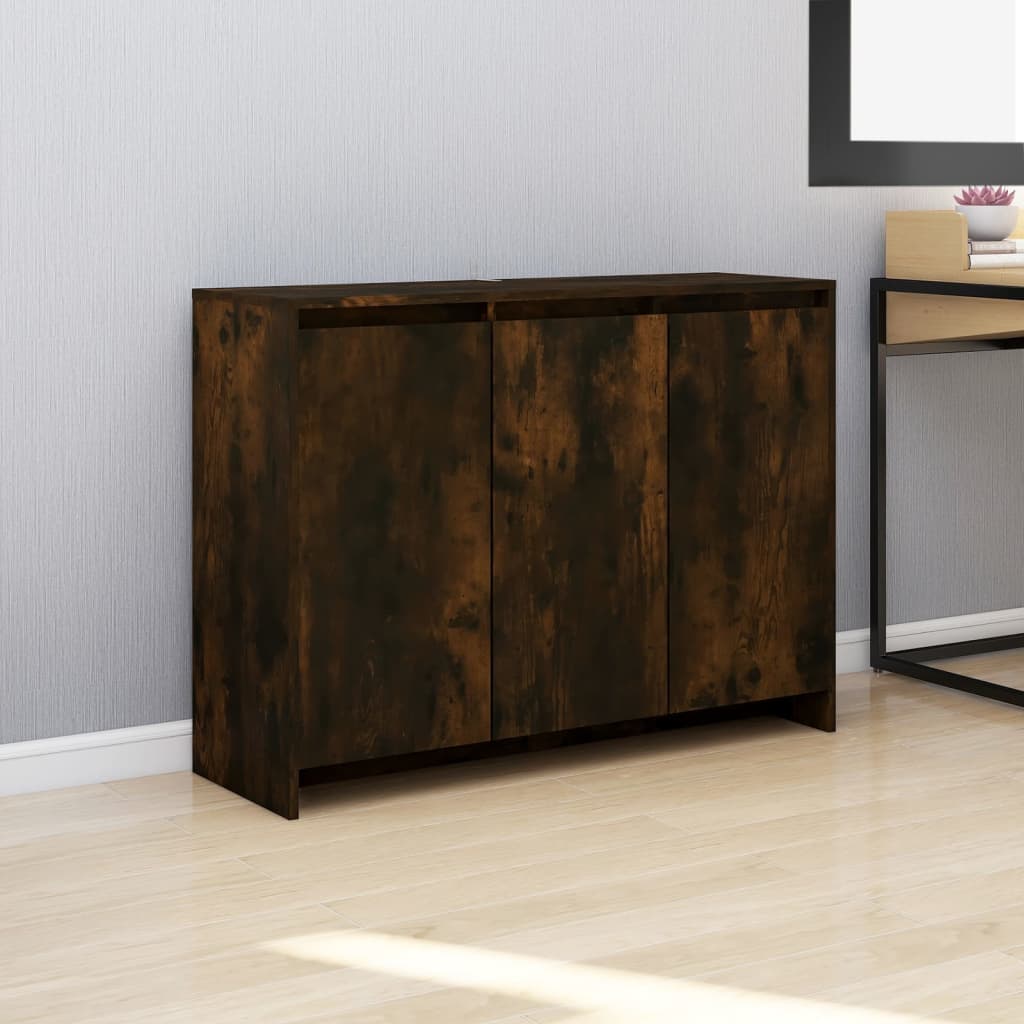vidaXL Szafka, przydymiony d�b, 102x33x75 cm, materia� drewnopochodny