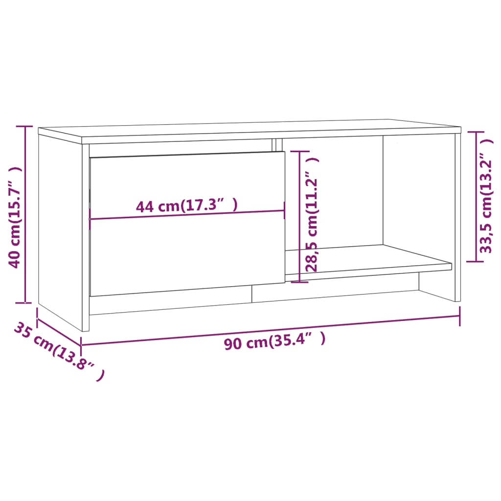 TV skříňka kouřový dub 90 x 35 x 40 cm dřevotříska