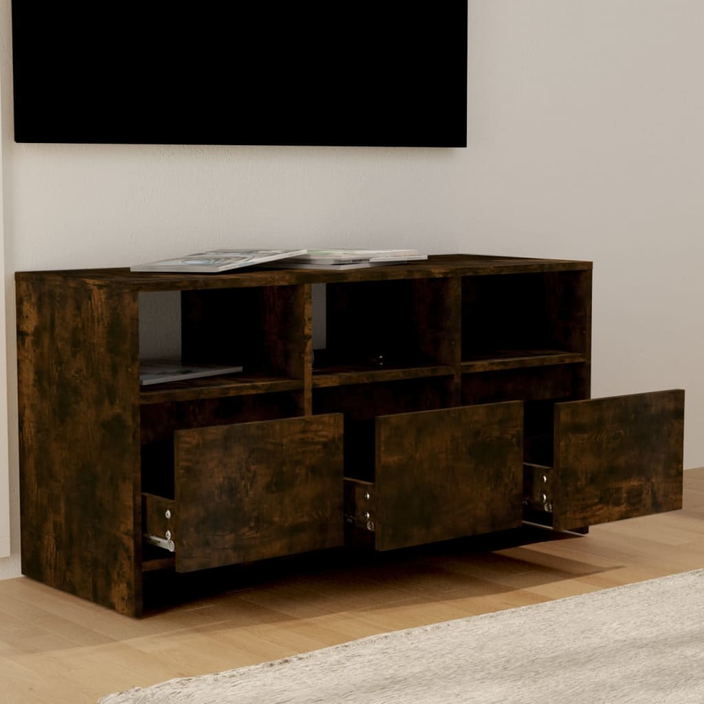 Meuble TV Chêne fumé 102×37,5×52,5 cm Aggloméré | meublestv.fr 4