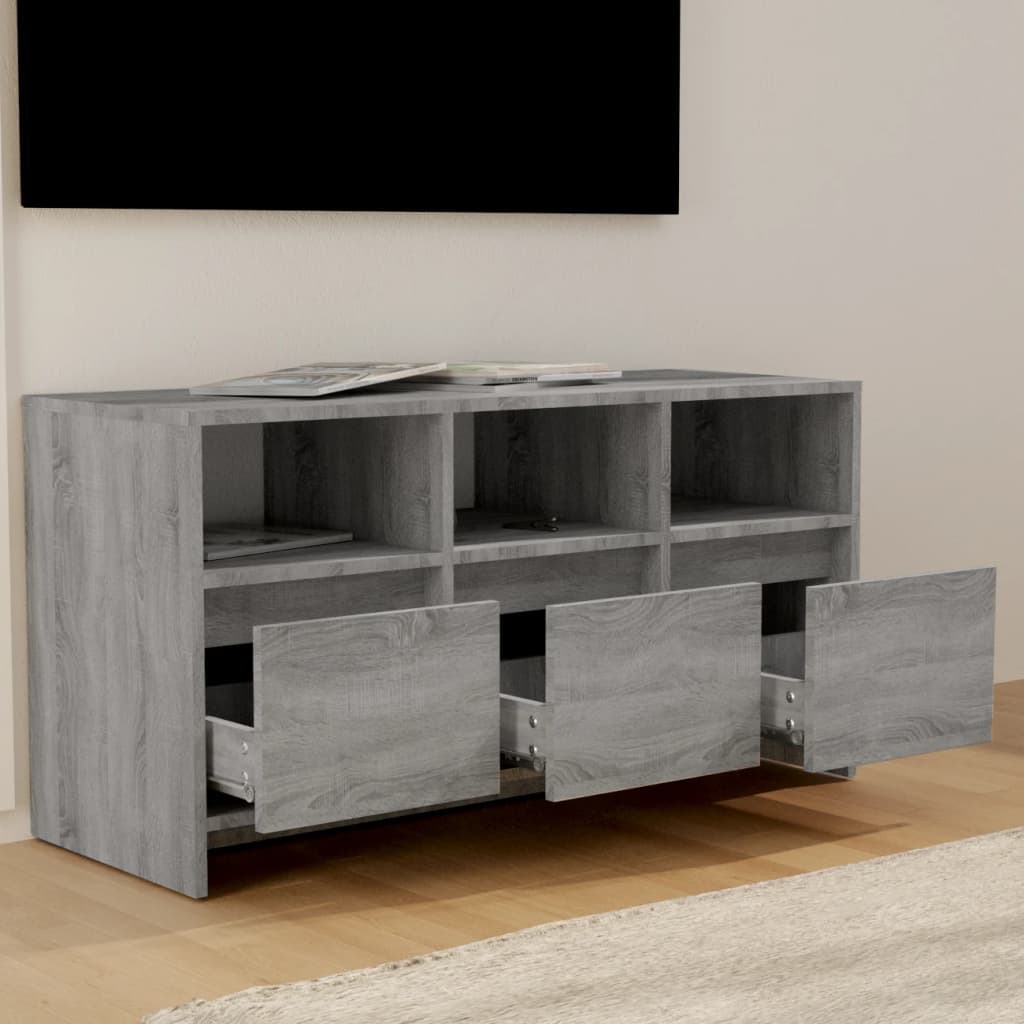 Meuble TV Sonoma gris 102×37,5×52,5 cm Aggloméré | meublestv.fr 4