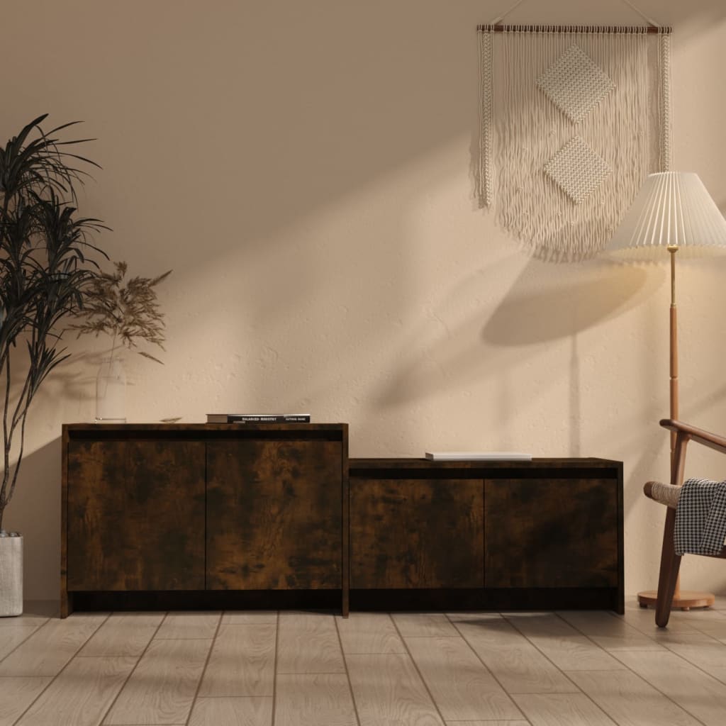 vidaXL Szafka pod TV, przydymiony d�b, 146,5x35x50 cm