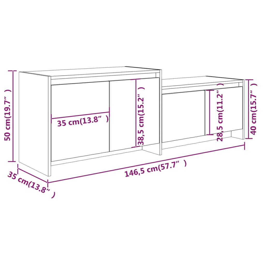 Szürke sonoma színű forgácslap TV-szekrény 146,5 x 35 x 50 cm 
