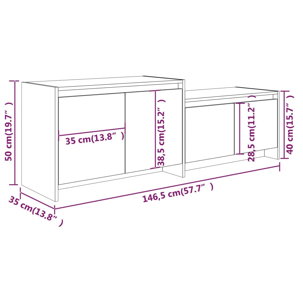 TV skříňka hnědý dub 146,5 x 35 x 50 cm dřevotříska