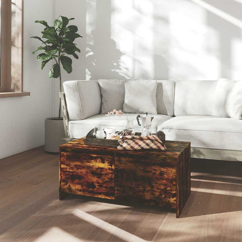 vidaXL Stolik kawowy, przydymiony d�b, 90x50x41,5 cm