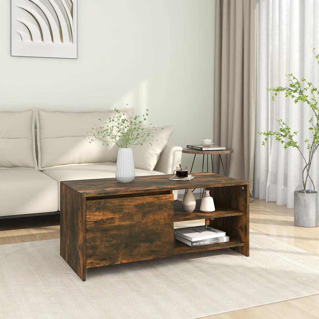 vidaXL Stolik kawowy, przydymiony d�b, 102x50x45 cm