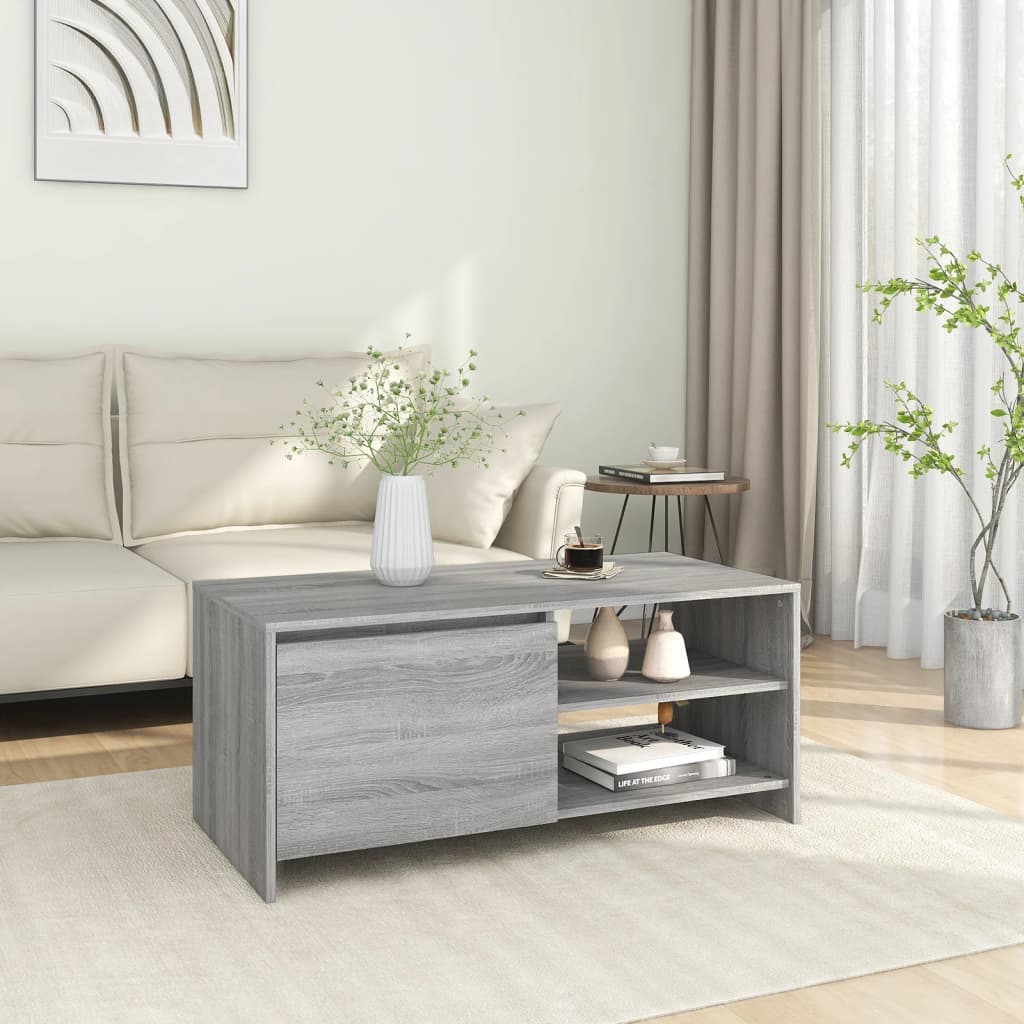 vidaXL sofabord 102x50x45 cm konstrueret træ grå sonoma-eg