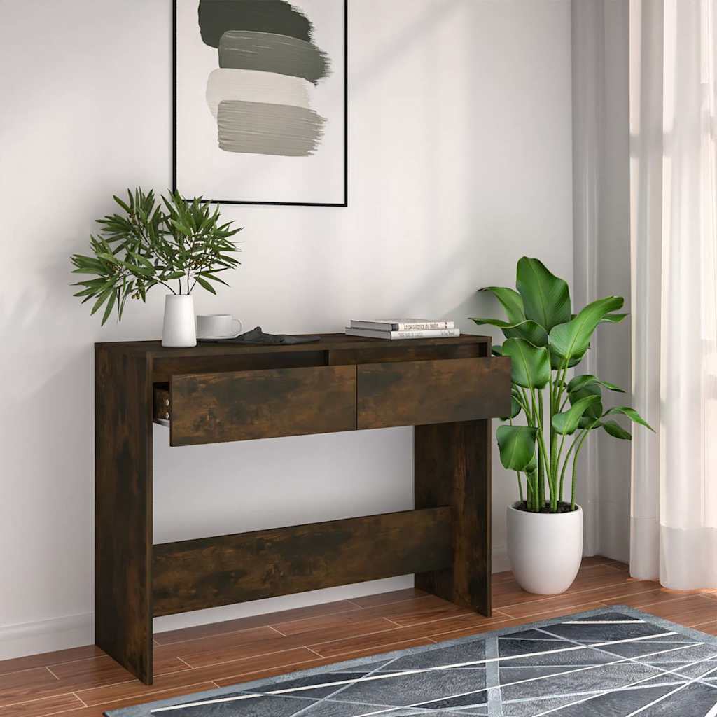 vidaXL Stolik konsolowy, przydymiony d�b, 100x35x76,5 cm