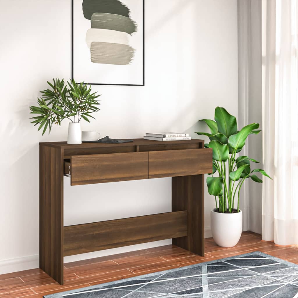 vidaXL Console Table Brown Oak 100x35x76.5 cm Engineered Wood