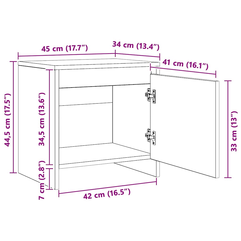 Noční stolky 2 ks kouřový dub 45x34x44,5 cm kompozitní dřevo - obrázek 15