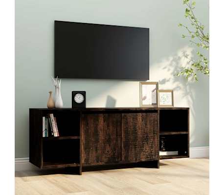 Mobile Porta TV In Truciolato 95x35x36 Cm - Colore Rovere, Con 2 Ripiani Aperti E 2 Armadietti