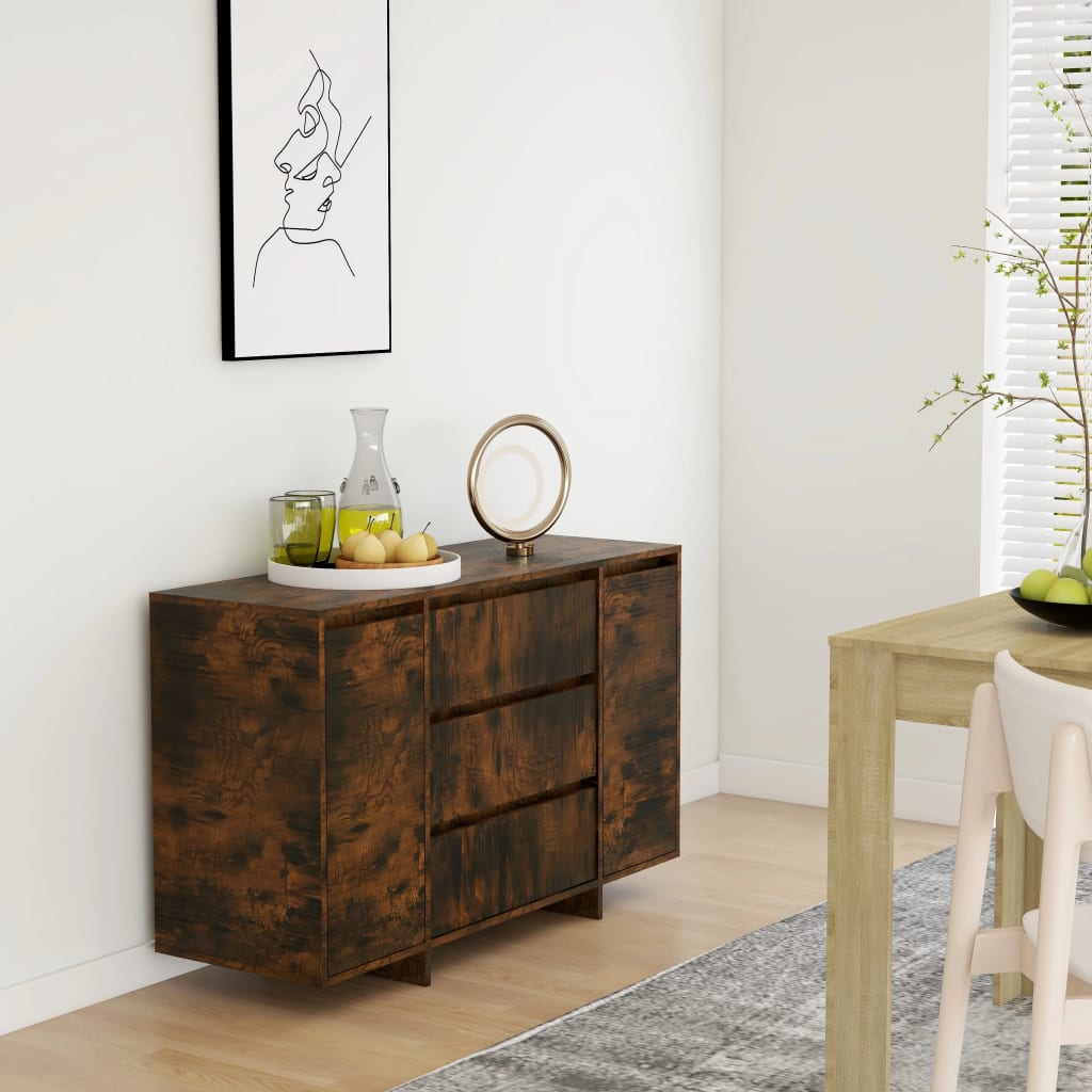 vidaXL Sideboard mit 3 Schubladen Räuchereiche 120x41x75 cm