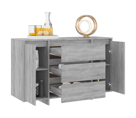 vidaXL Komoda s 3 predali siva sonoma 120x41x75 cm iverna plo&scaron;ča