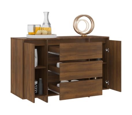 vidaXL Sideboard with 3 Drawers Brown Oak 120x41x75 cm Engineered Wood