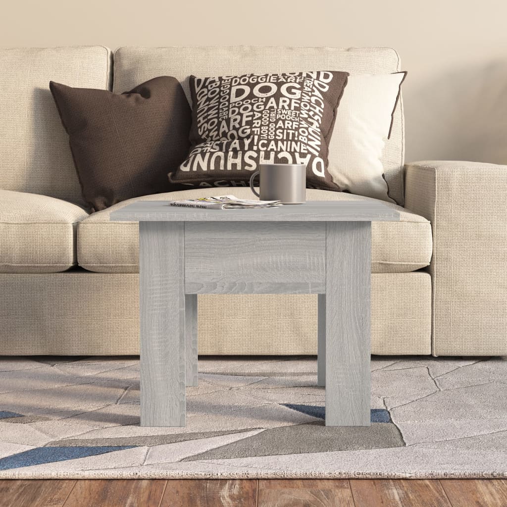 vidaXL Salontafel 55x55x42 cm bewerkt hout grijs sonoma eikenkleurig