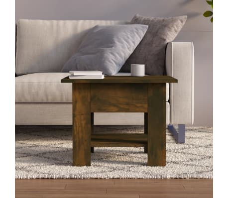 vidaXL Table basse ch&ecirc;ne fum&eacute; 55x55x42 cm bois d'ing&eacute;nierie