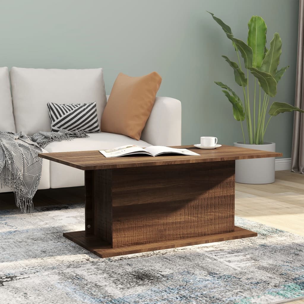 vidaXL sofabord 102x55,5x40 cm spånplade brun egetræsfarve