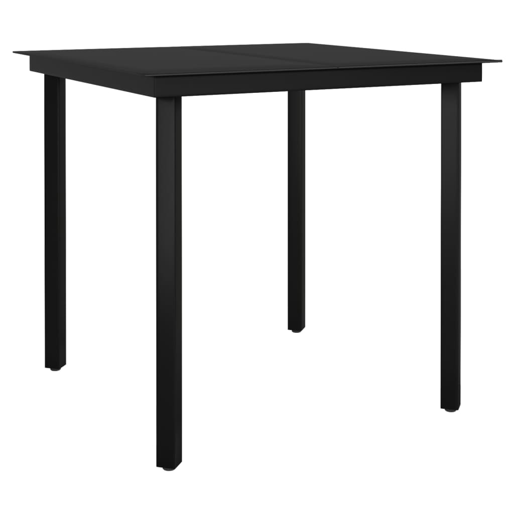 

vidaXL Patio Dining Table Black 31.5"x31.5"x29.1" Steel and Glass