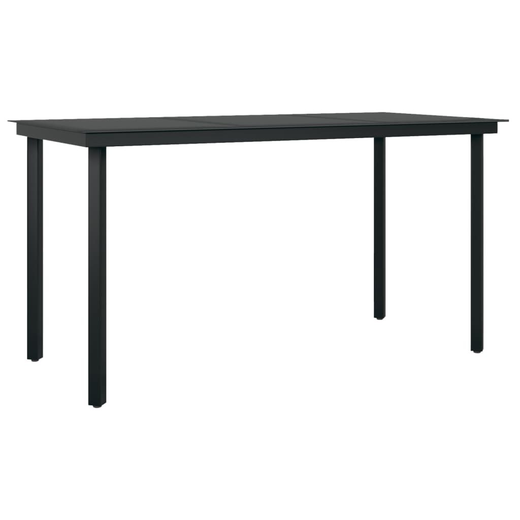 

vidaXL Patio Dining Table Black 55.1"x27.6"x29.1" Steel and Glass