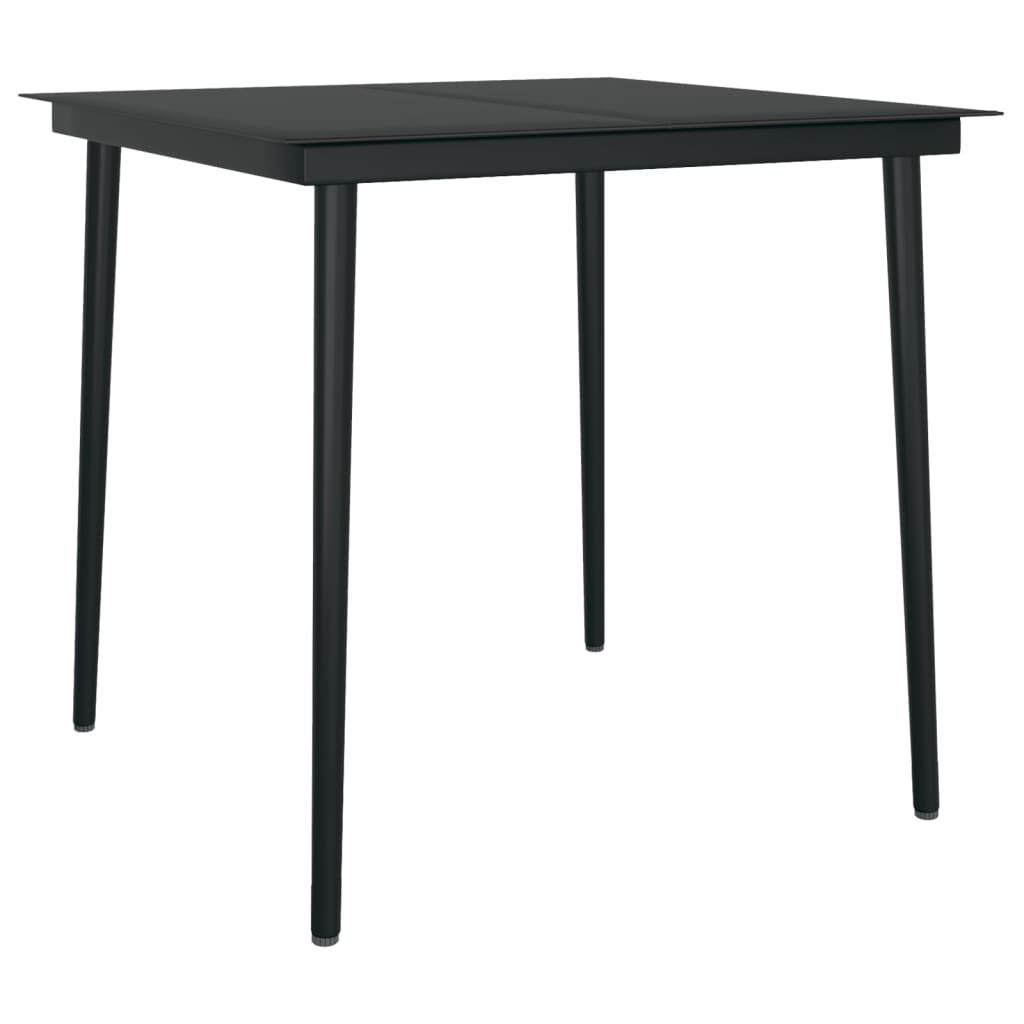 

vidaXL Patio Dining Table Black 31.5"x31.5"x29.1" Steel and Glass