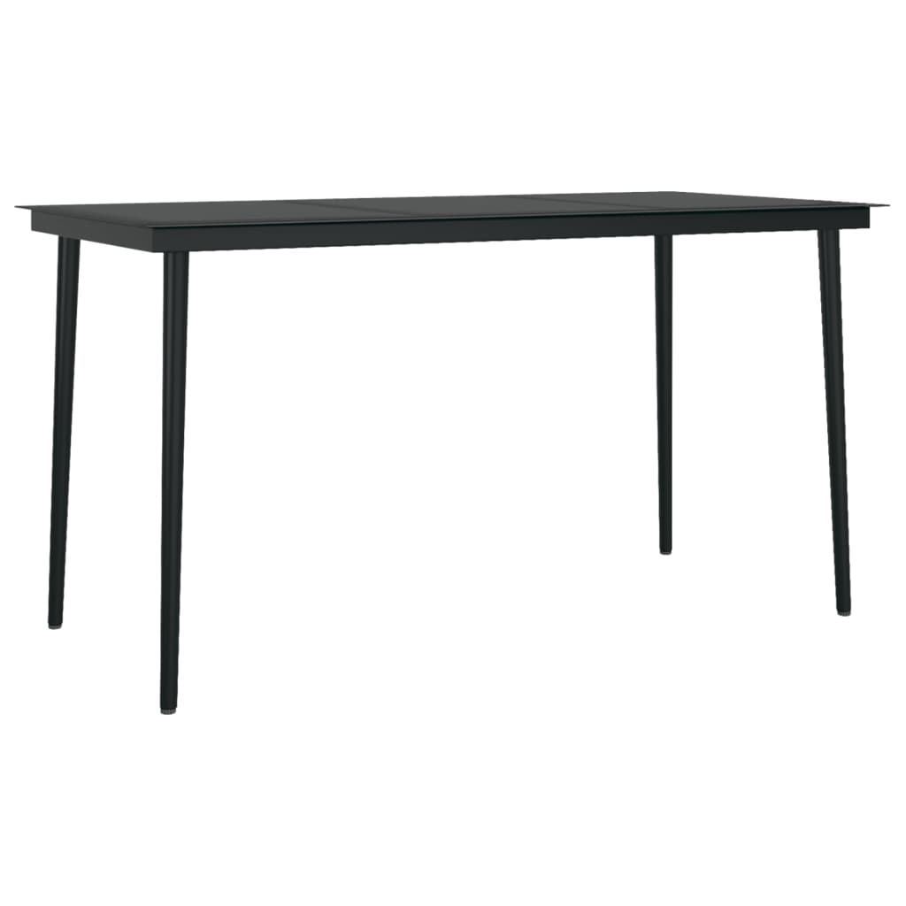 VidaXL Table à Dîner De Jardin Noir 140x70x74 Cm Acier Et Verre