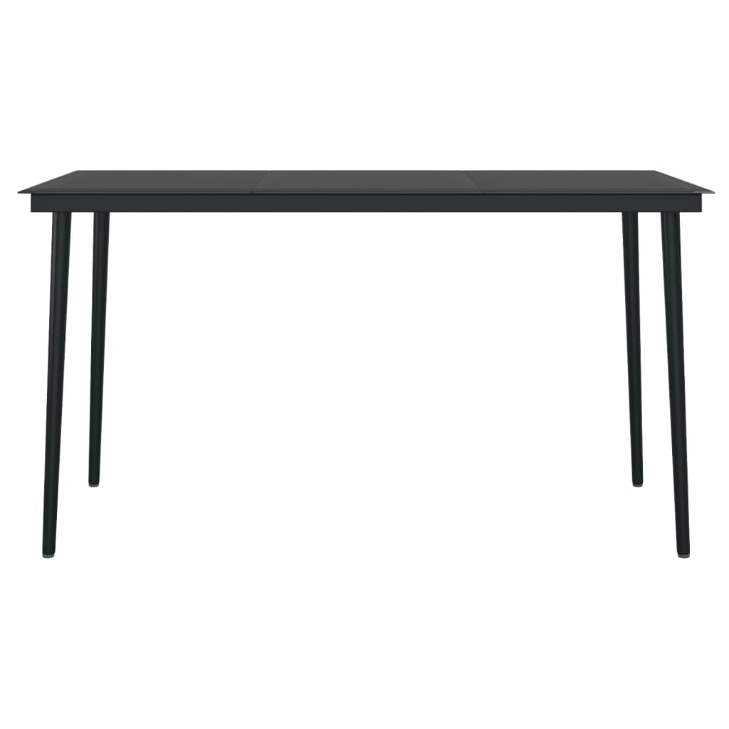 vidaXL Masă de bucătărie de grădină, negru, 140x70x74 cm, oțel/sticlă