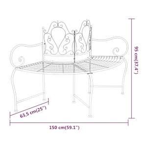 Lavice kolem stromu 150 cm černá ocel - obrázek 6