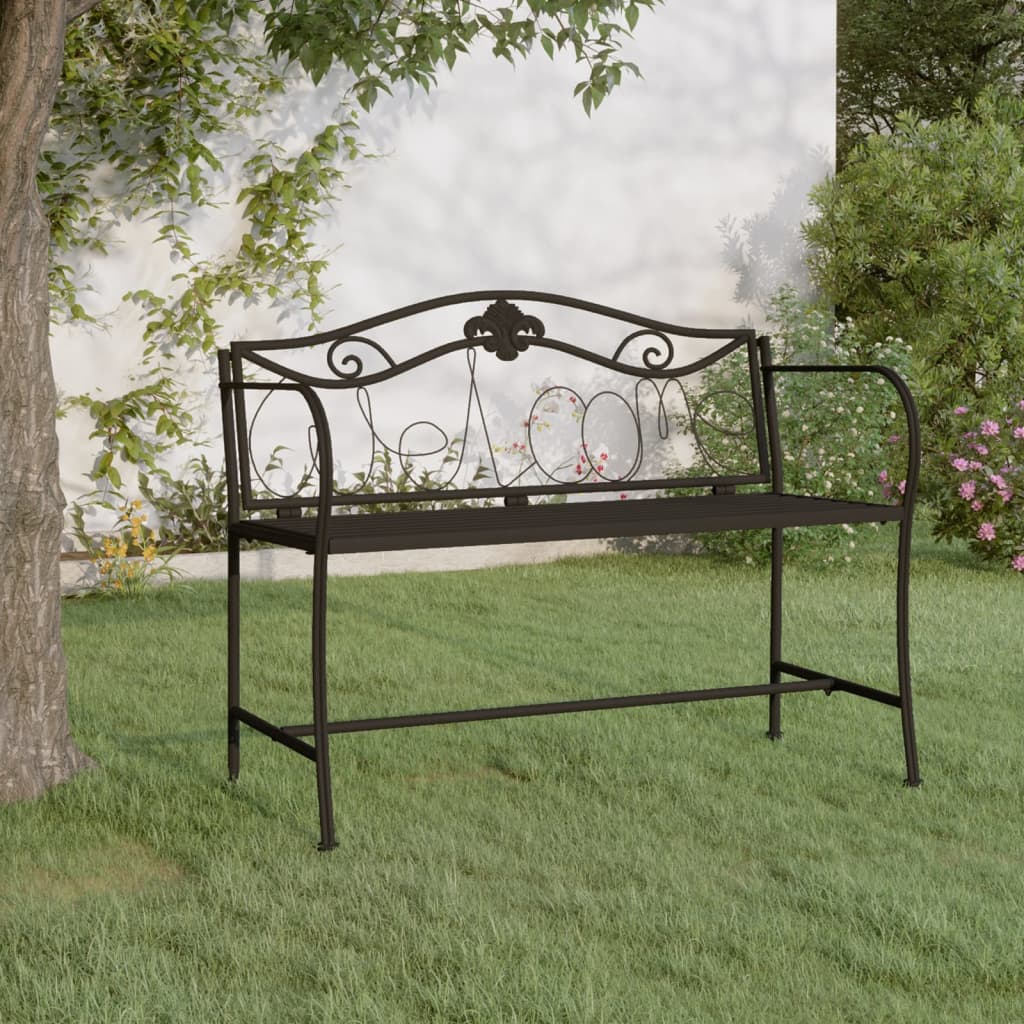 vidaXL 2-Seater Garden Bench 104 cm Black Steel