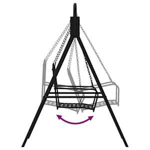 Zahradní houpačka 124 cm černá ocel - obrázek 7