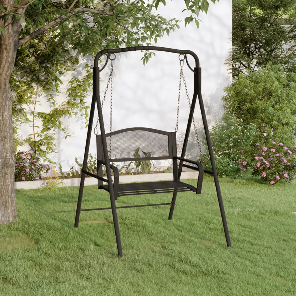 vida XL Hollywoodschaukel 124 cm Schwarz Stahl