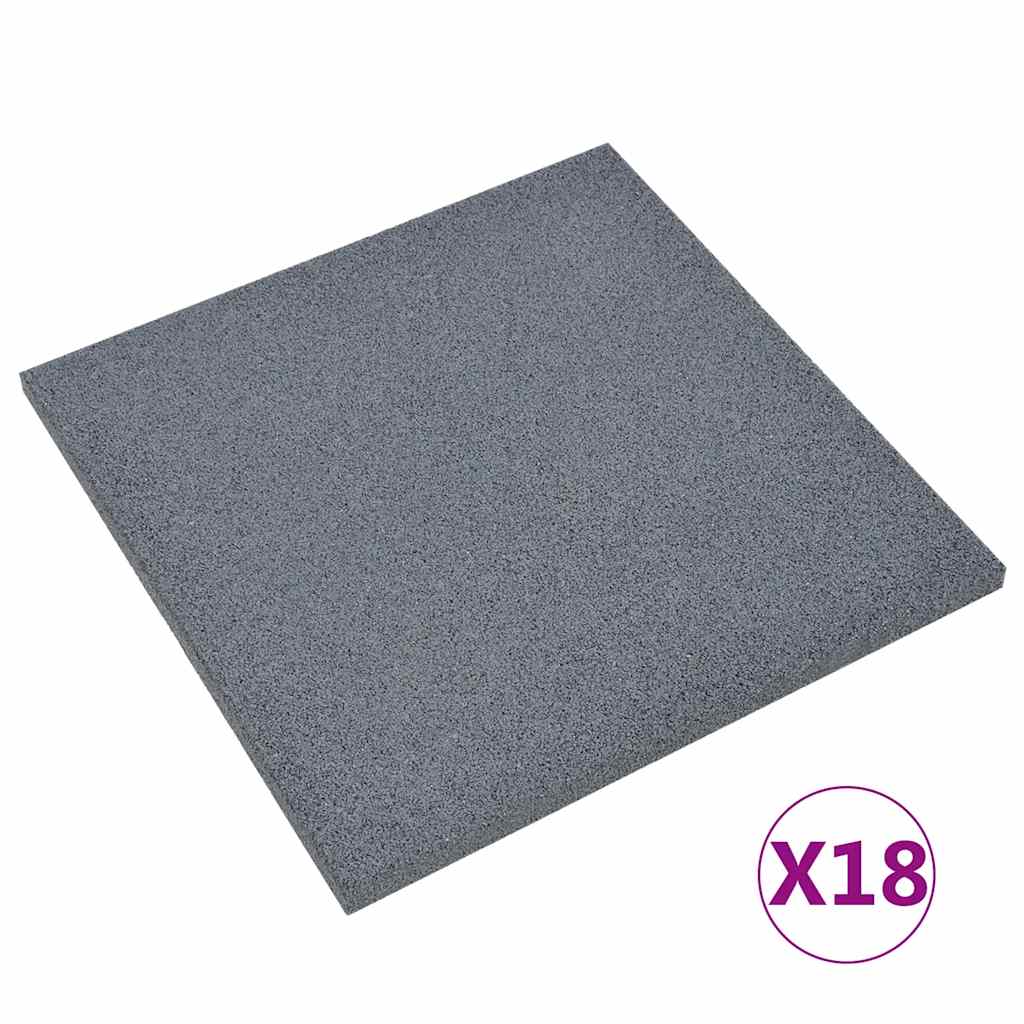 vidaXL Protipádové dlaždice 18 ks pryžové 50 x 50 x 3 cm šedé