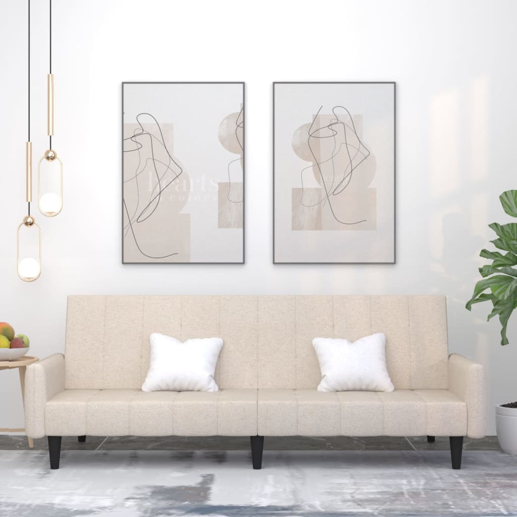 vida XL Schlafsofa 2-Sitzer Creme Mikrofasergewebe