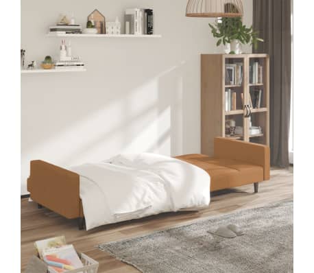vidaXL Dvivietė sofa-lova, taupe spalvos, mikropluoštas